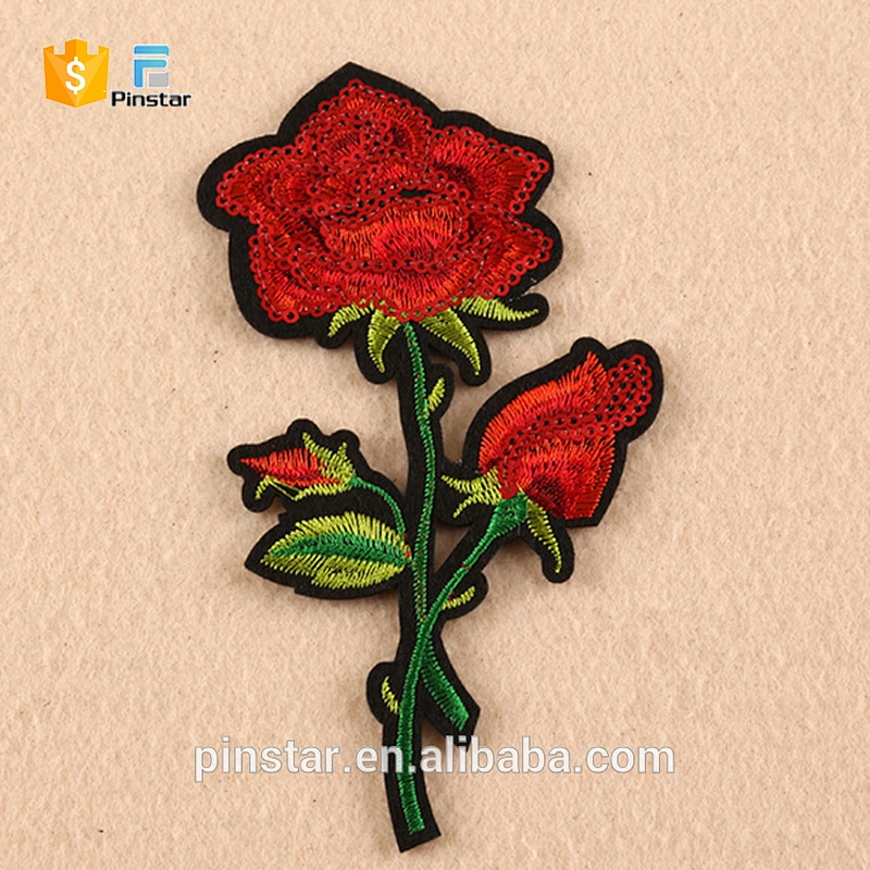 China Factory High Quality Custom Embroidery Rose Patches