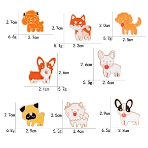 Wholesale Enamel Metal Brooch Pins Cute Dog Lapel Pin with Butterfly Clasp