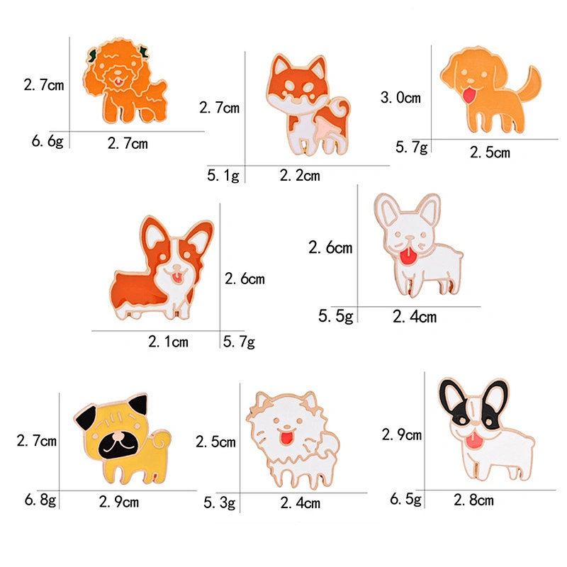 Wholesale Enamel Metal Brooch Pins Cute Dog Lapel Pin with Butterfly Clasp