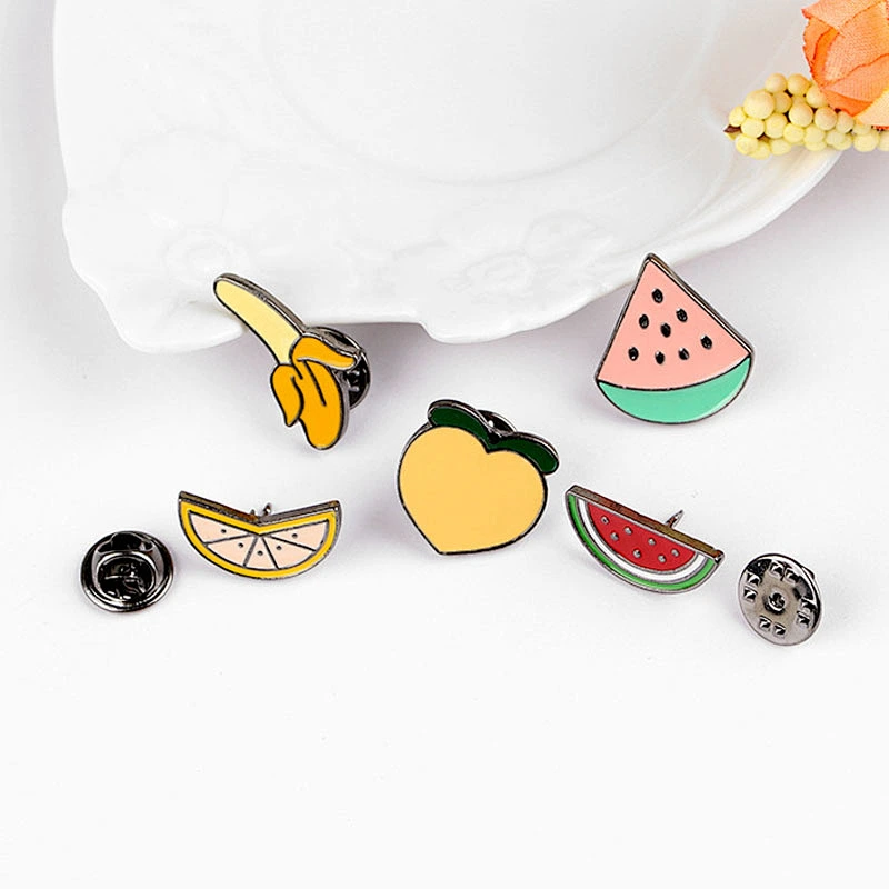 Factory Making Custom Fruits Lapel Pins Cute Soft Enamel Fruit Brooch for Garment Collar