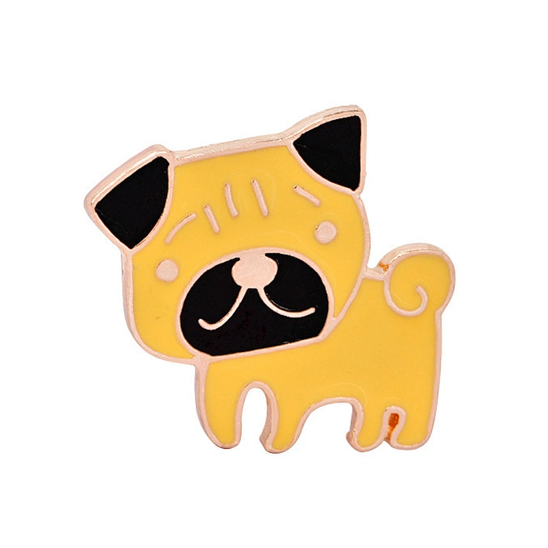 Wholesale Enamel Metal Brooch Pins Cute Dog Lapel Pin with Butterfly Clasp