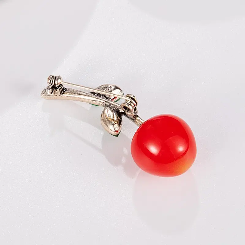 Cute Cherry Rhinestone Brooch Pin with Safety Pin