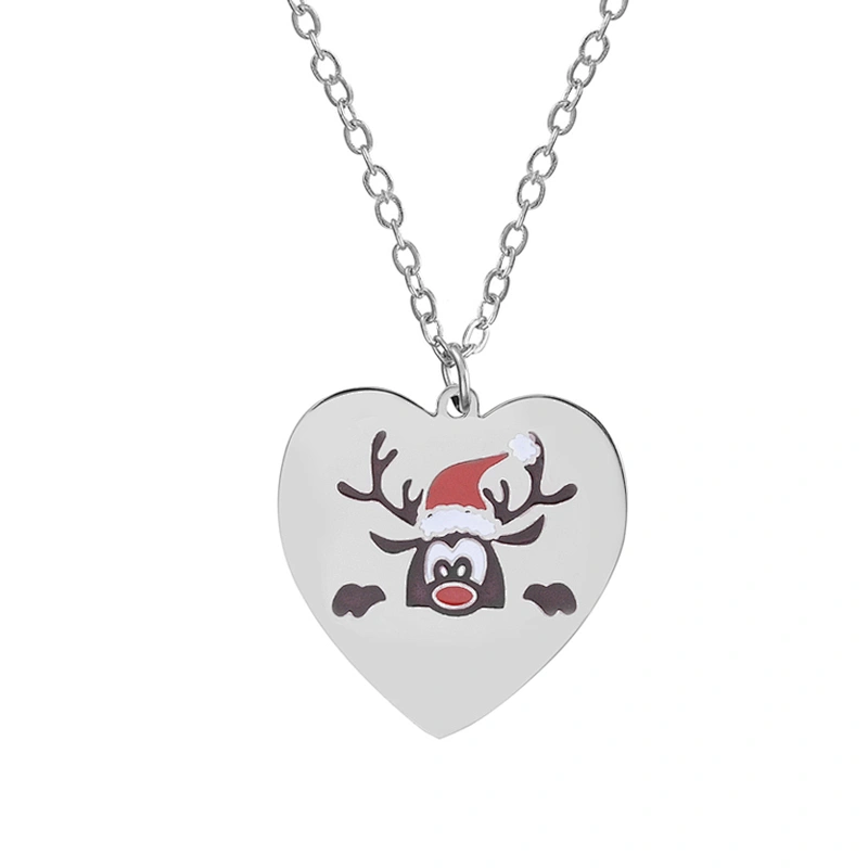 Christmas Gift Drop Oil Stainless Steel Necklace