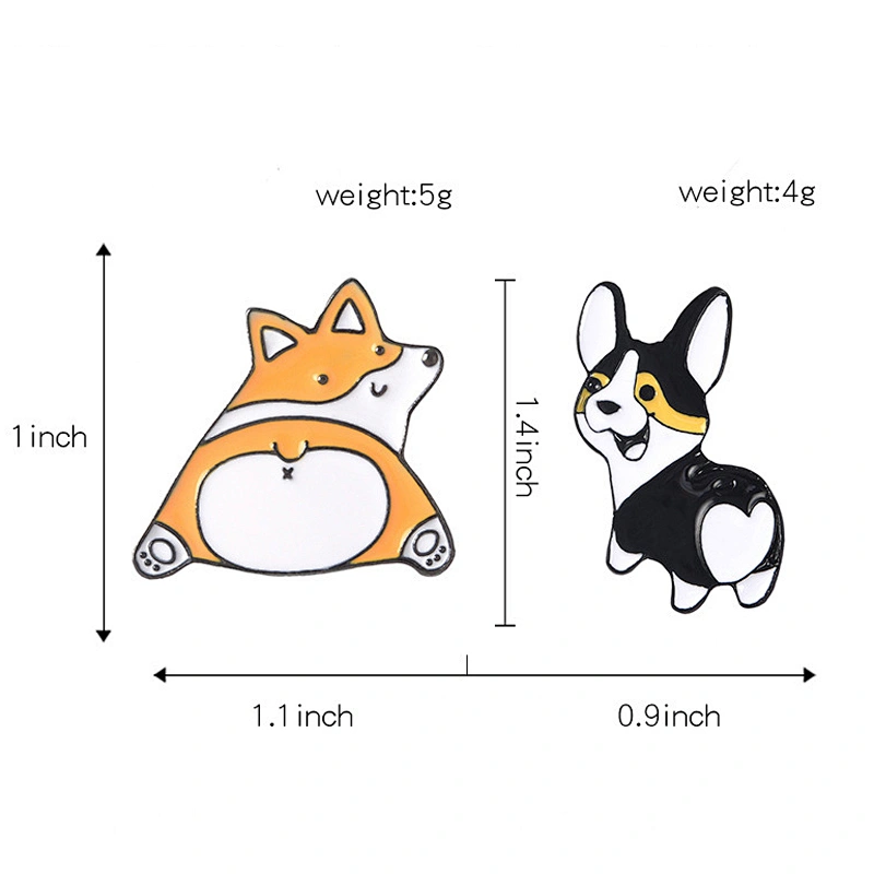Wholesale In Stock Pet Animal Characters Badge Cute Dog Back Ass Enamel Metal Lapel Pin