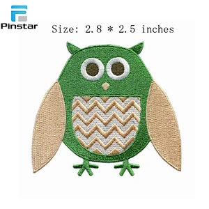 China Factory Wholesale Jackets Fabric Owl Embroidered Patch
