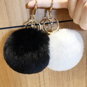 Fashion Custom Pom Pom Fur Ball metal Keychain