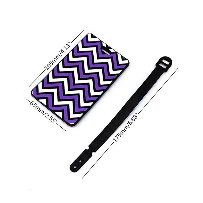 Wholesale promotional custom stripe shape rubber luggage tag