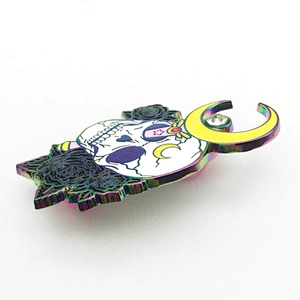 Factory Making High Quality Custom Design Gradient Rainbow Plated Flower Lapel Pin with Soft Enamel