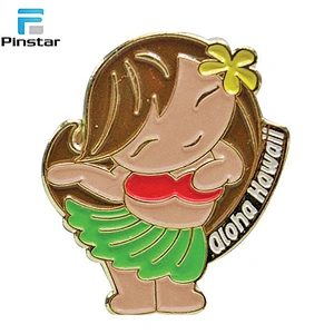 Costom cartoon girl shaped metal soft enamel lapel pins manufacture