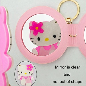 Wholesale Cheap Promotional Gift Blank Black Colour Pocket PVC Leather Mirror Keychain In Stock
