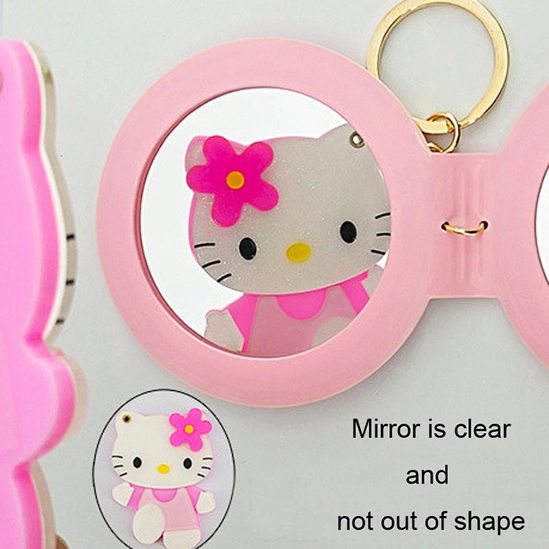 Wholesale Cheap Promotional Gift Blank Black Colour Pocket PVC Leather Mirror Keychain In Stock