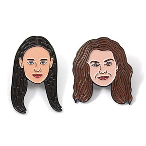 Costom cartoon girl shaped metal soft enamel lapel pins manufacture