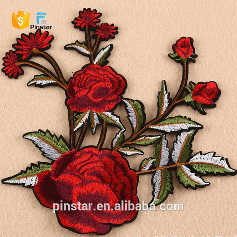 China Factory High Quality Custom Embroidery Rose Patches