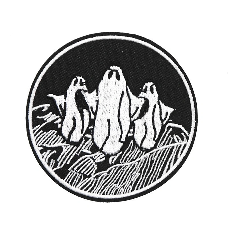 Factory Making Cheap Price Custom Round Shaped Embroidery Black and White Patch
