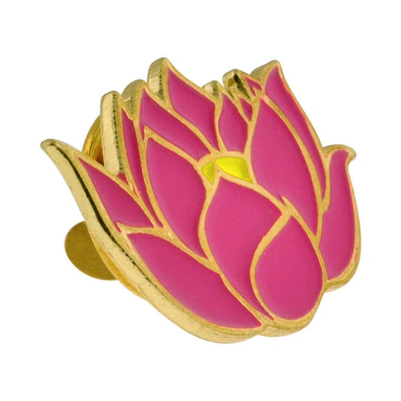 Cute Pink Lotus Flower Trendy Buddhist Enamel Lapel Pin