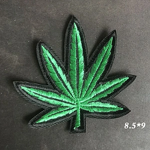 Wholesale In Stock DIY Embroidery Patches Marijuana Hemp Weed Leaf Embroidered Iron on Patch