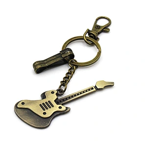 Unique retro guitar Customized bulk metal keychains