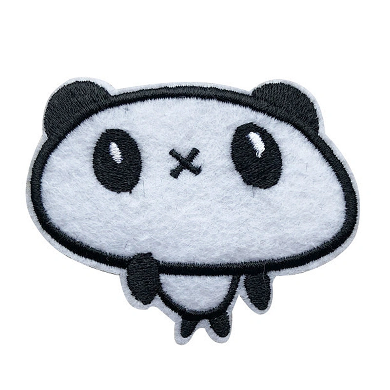 Factory Making Cheap Price Custom Cartoon Black Eye Panda Iron On Patch