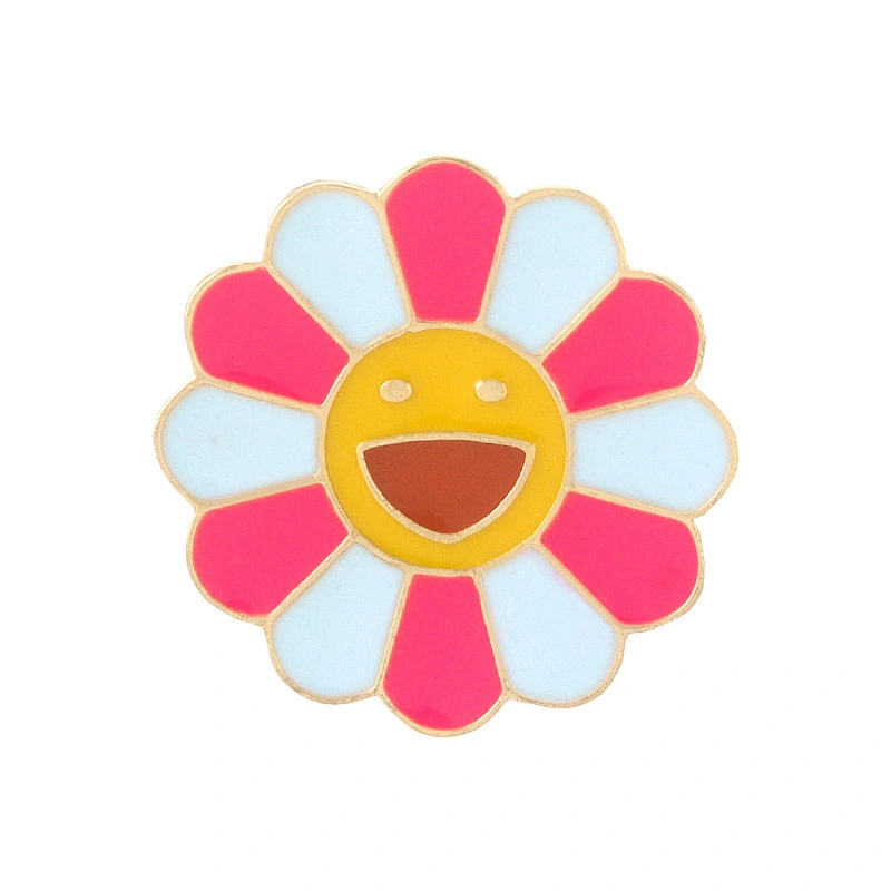 Colorful Sunflower Smile Face Metal Lapel Pin Badge