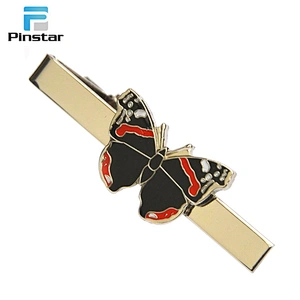 Engraved metal silver heart shaped england flag design pin tie clip holder