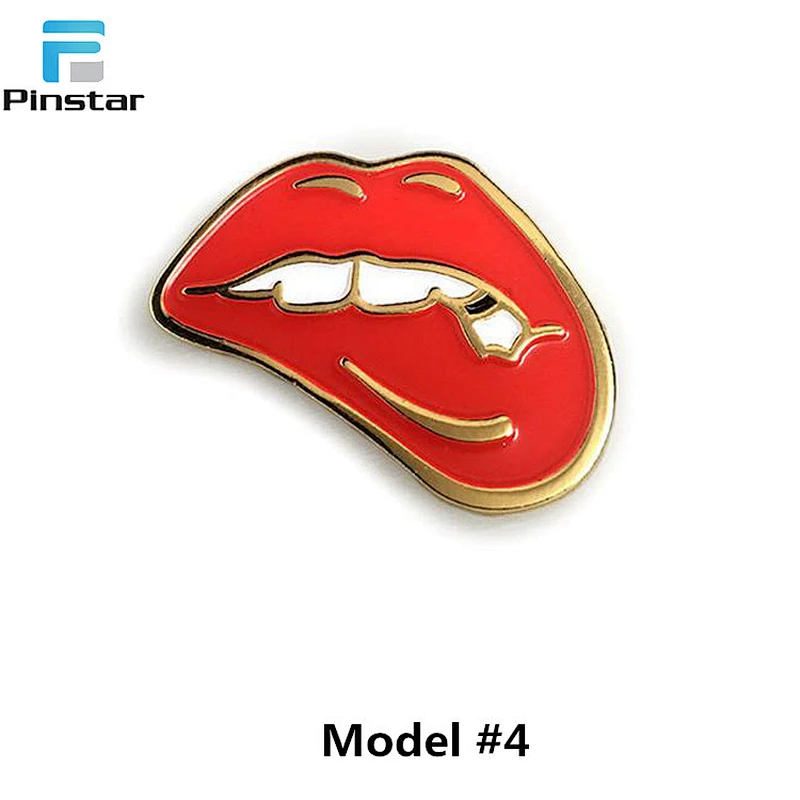 Rolling Stones Red Lips Tongue Enamel Pin and other Soft Enamel Lip Pin