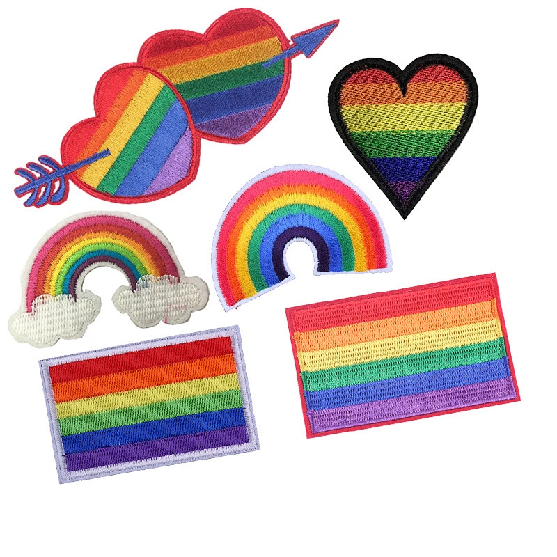 High quality LGBT rainbow custom embroidery patches sew on / iron on for clothing