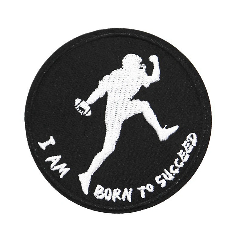 Factory Making Cheap Price Custom Round Shaped Embroidery Black and White Patch