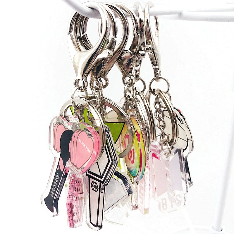 Factory Making Customized Kpop Souvenir Gift EXO GOT 7 Twice Blackpink BTS Army Light Stick Acrylic Keychain