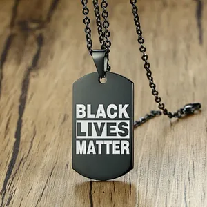 Factory Wholesale In Stock No Minimum Back Lives Matter Jewelry Stainless Steel Gold Charm Necklace