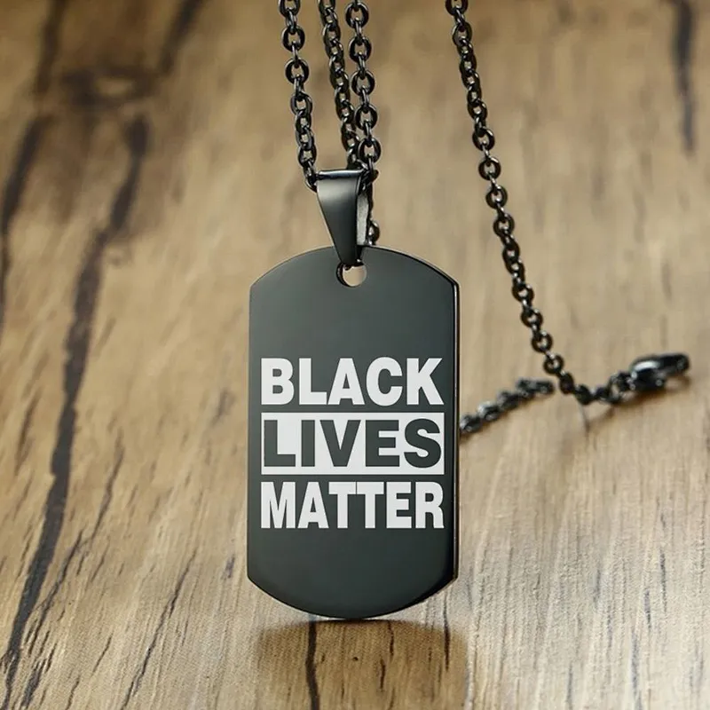 Factory Wholesale In Stock No Minimum Back Lives Matter Jewelry Stainless Steel Gold Charm Necklace