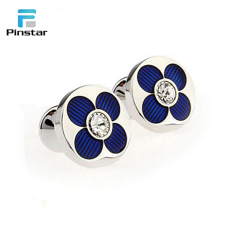 Factory Boxes Packaging Blue Leaf Clover Crystal Cufflink Tie Clip Set