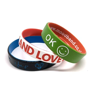 Custom Made Cheap Keychain Wristband Silicone Stainless Steel Bracelet