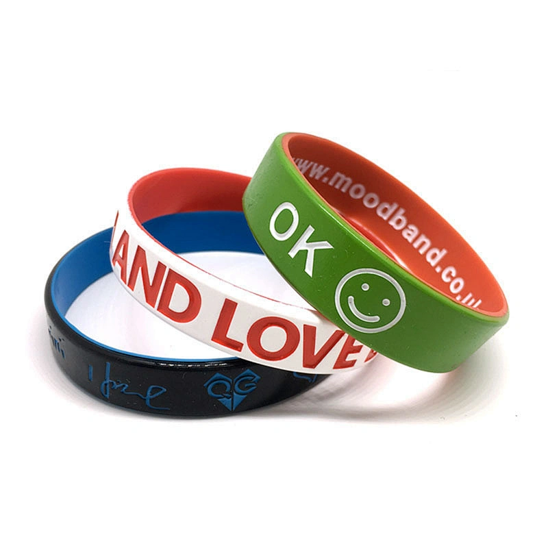 Custom Made Cheap Keychain Wristband Silicone Stainless Steel Bracelet