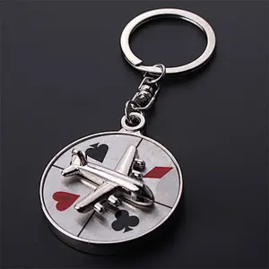 Customized 3D airplane metal key chain for wholesale
