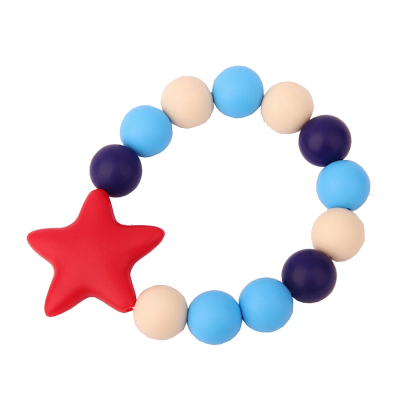 Kunshan Blue Five-Pointed Star Wrist Band Silicone Bead Bracelet