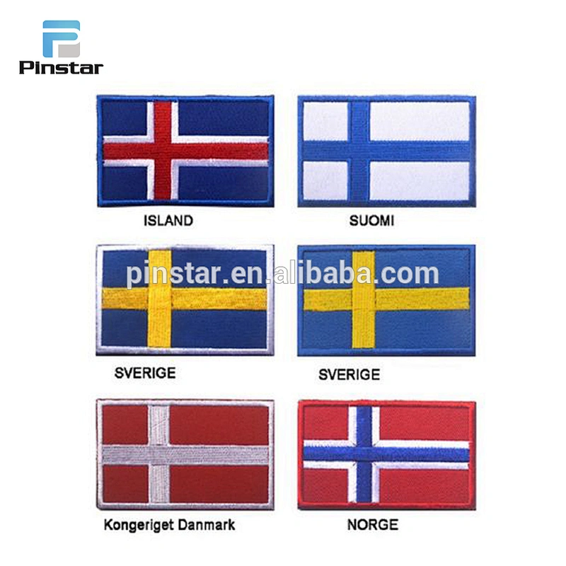 Wholesale embroidery country flag patches design custom embroidered patches