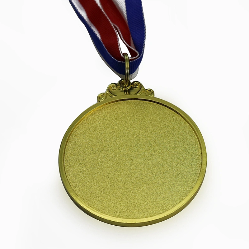 Factory Wholesale Cheap Promotional Aniqu Copper Plated Blank Medal with Ribbon Lanyard