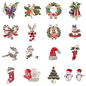 Wholesale Vintage Handmade Rhinestone Christmas Pins and Brooches No Minimum