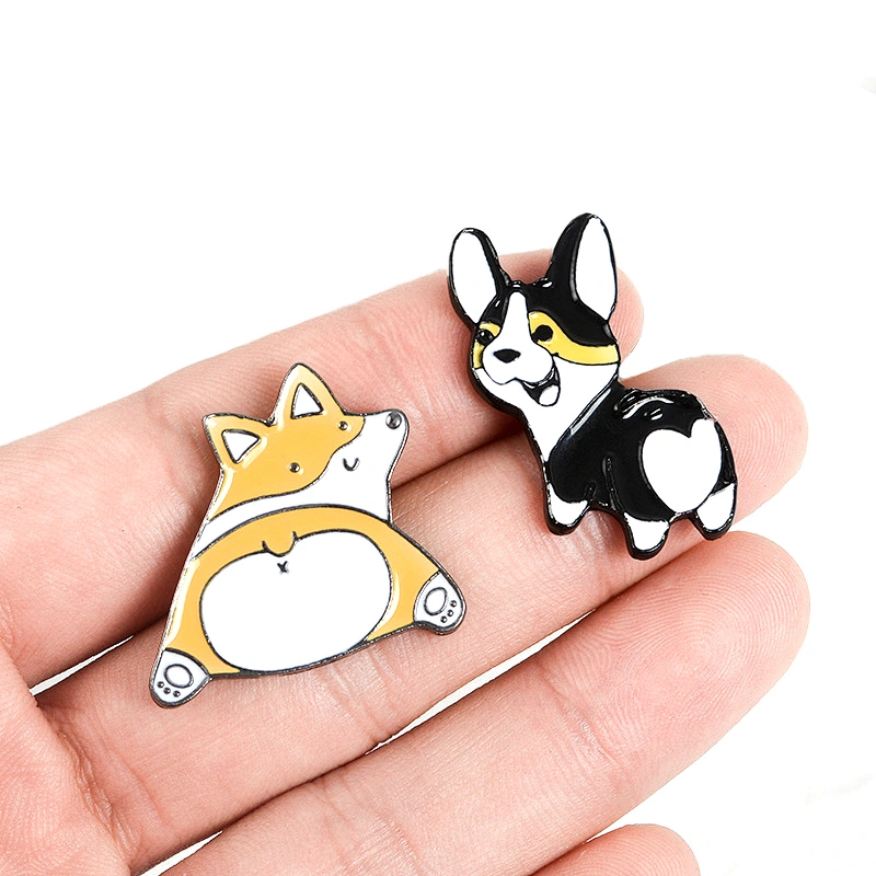 Wholesale In Stock Pet Animal Characters Badge Cute Dog Back Ass Enamel Metal Lapel Pin