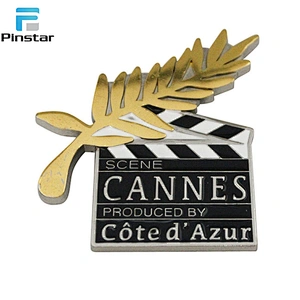 Wholesale Movie Action Clapper Board Metal Pin Badge Cheap Security Badges