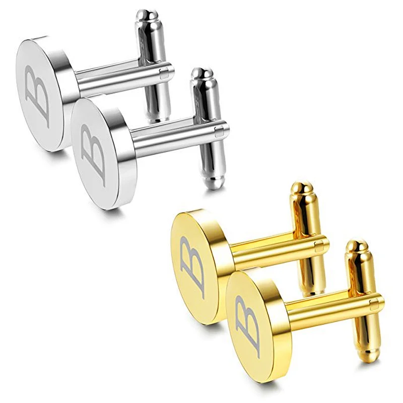 Personalized Silver gold Stainless Steel Custom logo Cufflinks