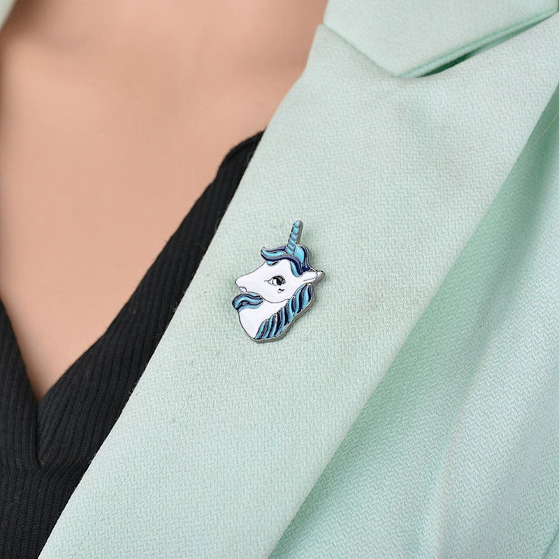 Hot Sale In Stock Fancy Unicorn Metal Brooch Pin Unicorn Head Soft Enamel Pin