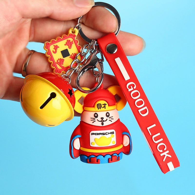 Year of the Rat Keychain Soft Rubber PVC 3D Keychain Zodiac Keychains