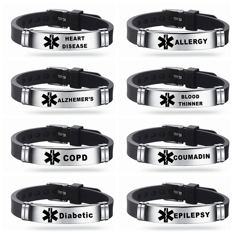 Stainless Steel Life Star Medical Silicone Bracelet