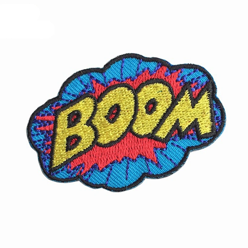 Kunshan Boom Pow Design Irregular Iron on Custom Embroidery Patch