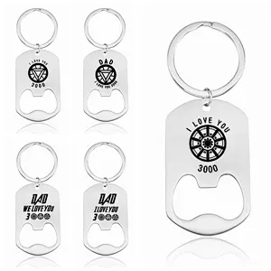 Father's Day Gift for Dad I Love You 3000 Stainless Steel Metal Keychain Bottle OPener