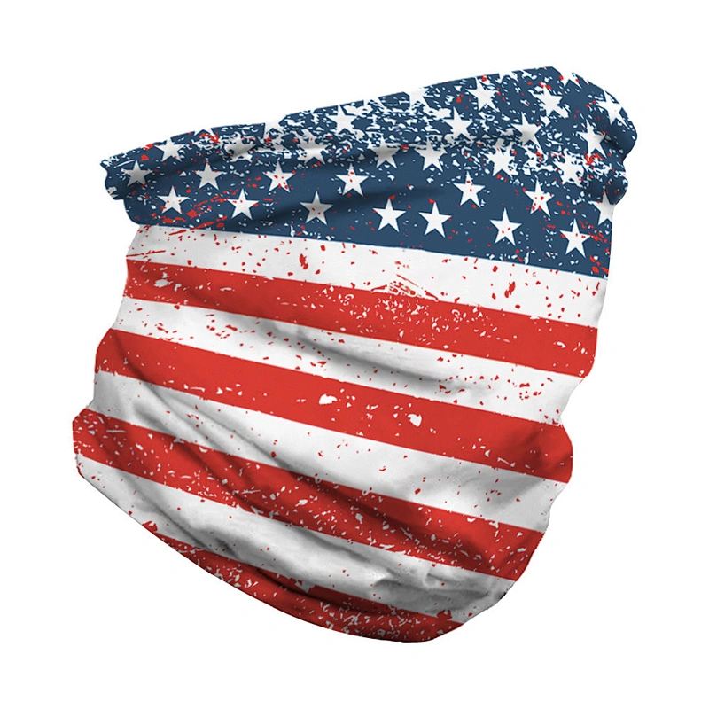 Wholesale In Stock High Quality Dustproof Bandana Head Scarf USA American Flag Seamless Bandana