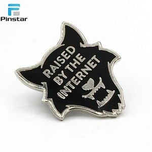 hard enamel custom made wolf shaped lapel pins