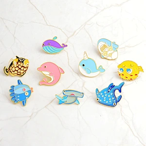 cute pet undersea world exquisite small fish seahorse dolphins animal enamel lapel pin