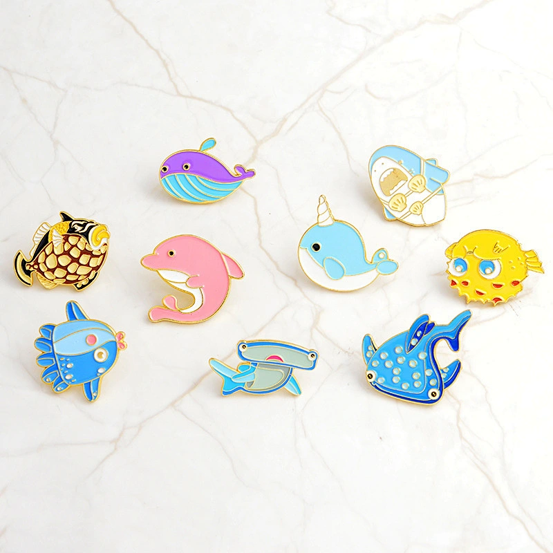 cute pet undersea world exquisite small fish seahorse dolphins animal enamel lapel pin